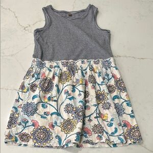🌼 Tea Collection Girls Dress Size 7 | Striped Top Floral Bird Skirt